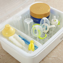 Baby bottle storage box drain rack with lid dust-proof portable large drying rack baby tableware storage box