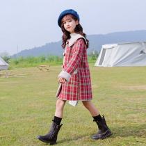 Girls' Woolen Coat Korean Style Korean Style Korean Style Children's Winter Clothes Children's Woolen Coat Long Trench Coat Plaid