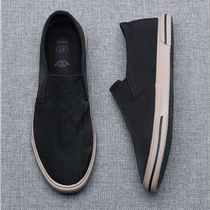 Hong Kong Tide Brand 2021 summer new canvas shoes lazy shoes black casual trend Joker one pedal mens cloth shoes