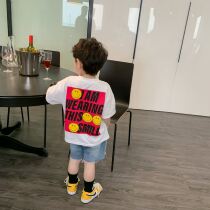 Parent-Child Costume summer mother-child short-sleeved white T-shirt 2021 new middle school child jacket summer casual handsome fried Street