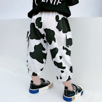 Childrens pants summer thin model 2021 new children fashionable foreign-style mosquito pants boys and boys cow printed Capri pants