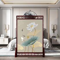 New Chinese style screen partition Living room office entrance door double-sided pattern custom solid wood occlusion decoration