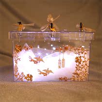 Wedding shoes box with lock hidden shoe box transparent hidden shoes artifact wedding crystal box diy material bag receiving game blocking door