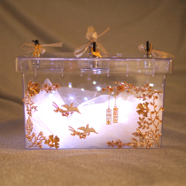 Tibetan wedding shoes box with lock box finished acrylic crystal net red artifact to pick up the door game props