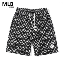 MLB MORE official website flagship store shorts mens and womens NY classic full printing sweatpants summer casual couple five-point pants