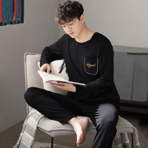The new Modal pajamas mens spring and autumn cotton long sleeves thin plus size casual loungewear set can be worn out