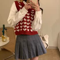 Autumn and summer Korean version of Joker loose short wool wear lazy wind College sleeveless vest knitted womens sweater