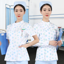 Nurse uniform Round neck blue small floral long sleeve stand collar short sleeve summer female beautician Yuesao household nursing overalls
