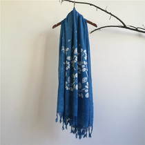 Yunnan Bai Fan Handmade Scarf Dali Vegetable Plants Blue-dyed Flux and Blue-dyed Peoples Wind Scarf Shawl