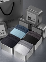 Three Shots Mens Pants Mens Pants Mens Flat Corner Pants Pure Cotton Four Corners Sports Teenagers Modale Stalls Shorts Head Trendy Personality