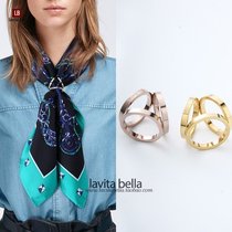 LAVITA upscale silk towels buckle three-ring DU Home upgraded version 8K genuine gold plated integrated scarf shawl buttoned delicately