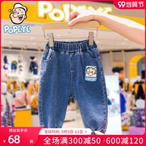 POPEYE baby casual cartoon trousers children 2021 new autumn men and women jeans