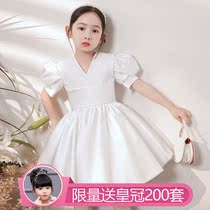 Girl princess dress puffy gauze flower girl wedding little girl evening dress children host piano performance uniform autumn