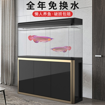 Fish tank small and medium living room super white glass household aquarium with cabinet lazy people free water creative ecological bottom cabinet