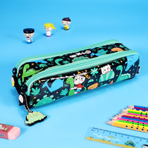 Rice small circle double zipper canvas pen bag creative stationery box multi-function large capacity pencil card first grade