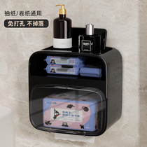 Punch-free toilet tissue box waterproof toilet paper box wall-mounted toilet paper roll paper tray