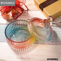 Crystal glass fruit plate European creative living room lead free candy jar dry fruit bowl fruit bowl with lid fruit cup