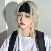 Wolf tail head wig female Lu Ke burning the same mullet head short hair handsome Japanese samurai head unisex wig set