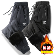 Clover down cotton pants men 2021 new winter plus velvet padded casual casual sweatpants outside warm pants