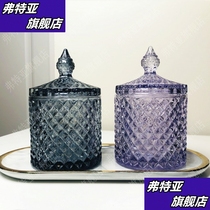 European crystal glass storage cans sugar cans Diamond candy boxes cotton sign boxes cosmetic cotton cans home furnishings