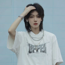 Wig boys Daily natural full head sleeve type mid-point bangs Japanese mullet head boy samurai head wig set female