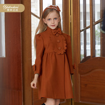 Yalindas children autumn and winter thick winter women 2021 new solid color woolen coat little girl cashmere coat