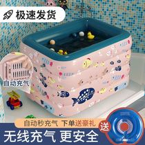 Automatic inflatable childrens swimming pool Household large thickened pool Baby bathtub Baby folding swimming bucket large size