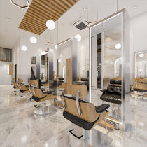 Barber shop net red high-end single-sided mirror table salon special stainless steel frame with LED light landing double mirror