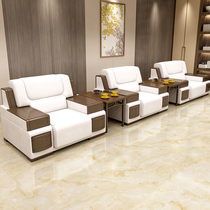 Office Sofa Brief Modern Business Reception Hotel Hospitality Area Office Area Real Leather Sofa Tea Table Suit