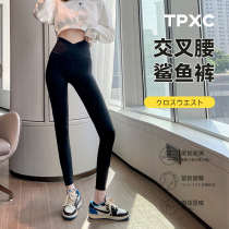 Japanese TPXC cross waist shark pants female outside wearing underpants spring and summer thin section collection of hip and hip Barbie yoga black