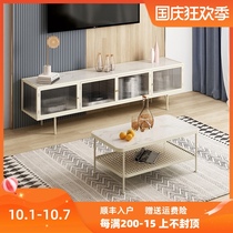 Medieval glass coffee table TV cabinet combination living room 2021 new modern simple small apartment light luxury Rock board table