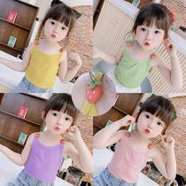 Summer new~Girls vest swimsuit Childrens sling t-shirt sleeveless summer dress Pink female baby thin summer dress