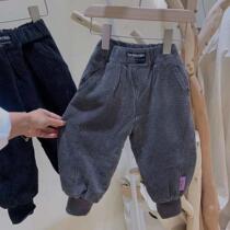 Autumn and winter New ~ boys and girls corduroy cotton pants thickened female baby casual pants children cotton trousers tide tide