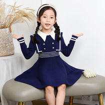  2021 autumn new girl dress childrens family princess skirt puffy skirt Western style cute student knitting