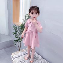 2021 summer short-sleeved childrens pure cotton summer dress new swimsuit skirt childrens skirt baby Western style girl