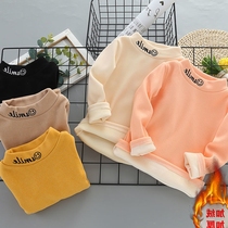 Fall winter 2021 new Joker long sleeve children's clothing fashion bottoming shirt plus velvet padded foreign style baby warm clothes tide