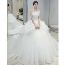Bandeau main wedding dress 2021 new bride simple trailing light little man court princess style retro summer