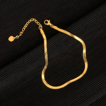 Snake bone anklet female ins new 18k gold wild net red high-end female adjustable titanium steel non-fading ankle chain