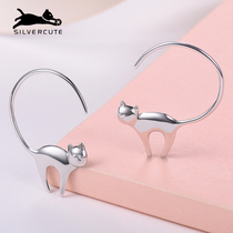 Cute silver original earrings 925 sterling silver cat tail earrings female summer 2021 New Tide cute hipster earrings