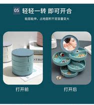 Four-layer rotating jewelry box Womens transparent necklace earrings earrings jewelry multi-layer multifunctional storage