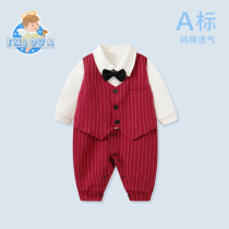 Year Old Dress Male baby Spring Dress Baby Red Catch Zhou Conjoined Clothes One Year Old Boy Gentleman Suits Suit