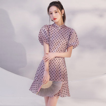 Bubble sleeve cheongsam young 2021 new summer improved French niche girl small man daily short section
