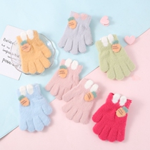 Childrens gloves spring and autumn thin five fingers cute men and women baby warm gloves winter play childrens small hand finger