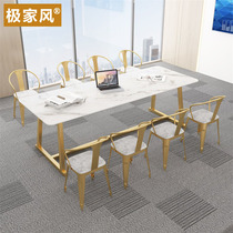 Nordic marble desk light luxury Rock board 2 M conference table tea reception Negotiation Table Table and Chair combination