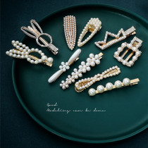 Korean net red ins pearl hairpin female side clip word hairpin bangs bb clip side edge