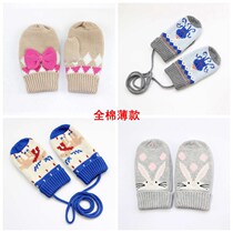 Girls' gloves spring and autumn wool handmade diy boy hanging neck winter trend baby cute warm wind thickening
