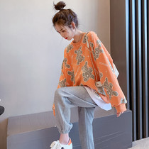 Pregnant womens sweatshirt spring autumn clothes loose long sleeves with big code slim fit in the middle of the winter and in the middle of the winter