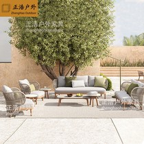 Outdoor rattan sofa chair courtyard leisure rattan chair combination open-air garden balcony waterproof sunscreen three-piece furniture