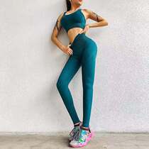 Sweat-sucking suit womens quick-drying moisture wicking elastic breathable and comfortable sports bra training yoga two-piece female