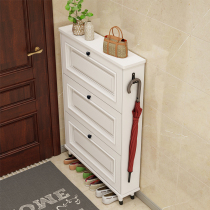 American ultra-thin dump shoe cabinet household door space-saving large-capacity porch storage cabinet Simple solid wood leg shoe cabinet